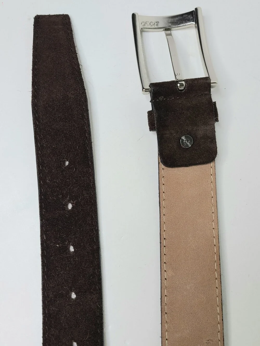 Corrente Chocolate Brown Soft Flexible Genuine Suede Minimalist Belt
